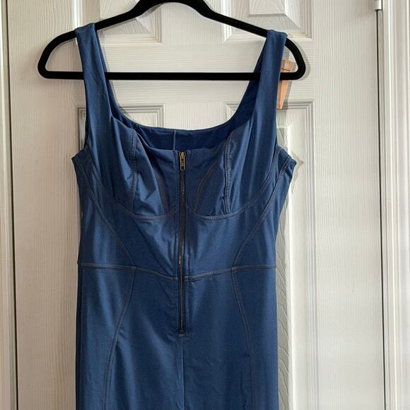 Popilush Sculpt Faux Denim Flare Jumpsuit XL – Retro, Y2K, Streetwear Style - Picture 2 of 8